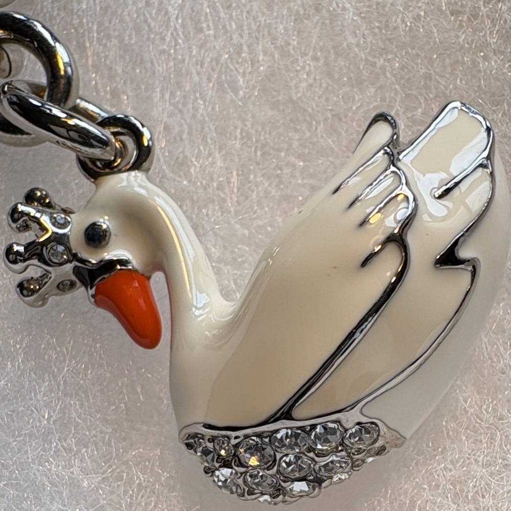 Coach White and Silver Swan Keychain - Picture 2 of 6